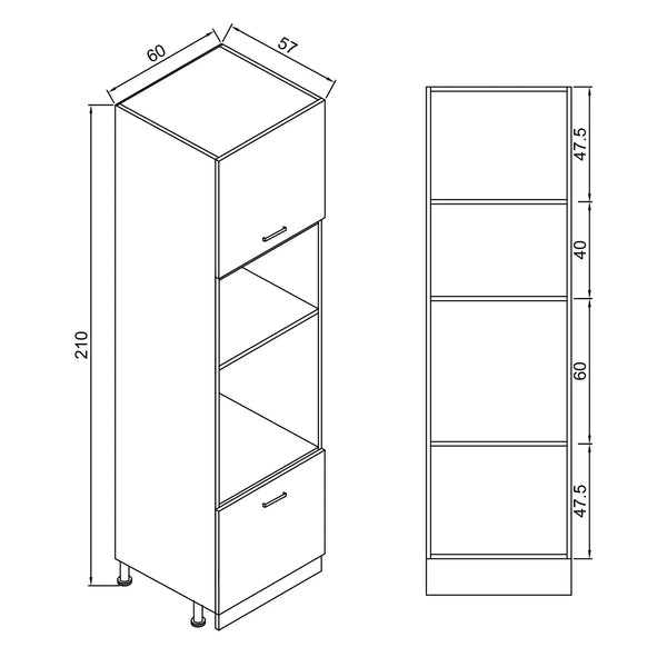 60cm Melamine ANK.OVN-Microwave Tall Cabinet Kitchen Series FLY 181074