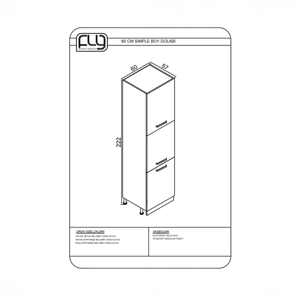 60cm Simple Tall Cabinet Kitchen Series FLY 181071