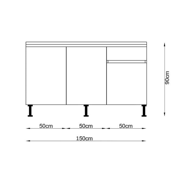 150cm Poyraz Base Cabinet With Sink Kitchen Series FLY 180594