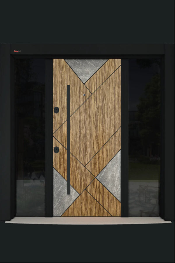 Prestij Series Steel Door DB91 Light Gold Oak / Natural Rock PR 120