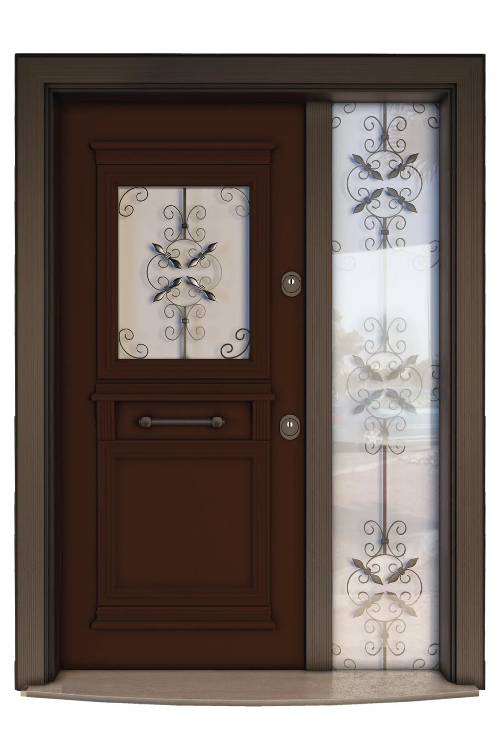 Neoclassic Glass Series Steel Door Roma Glass Walnut NCG 104-D