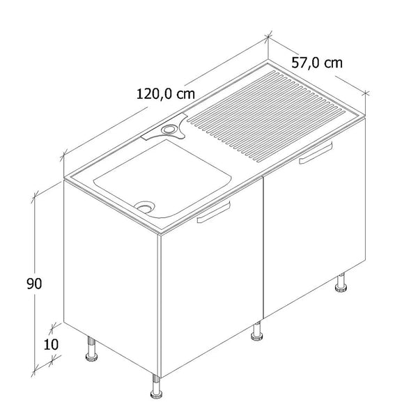 120cm Dora Base Module With ABS Sink Kitchen Series FLY 180610