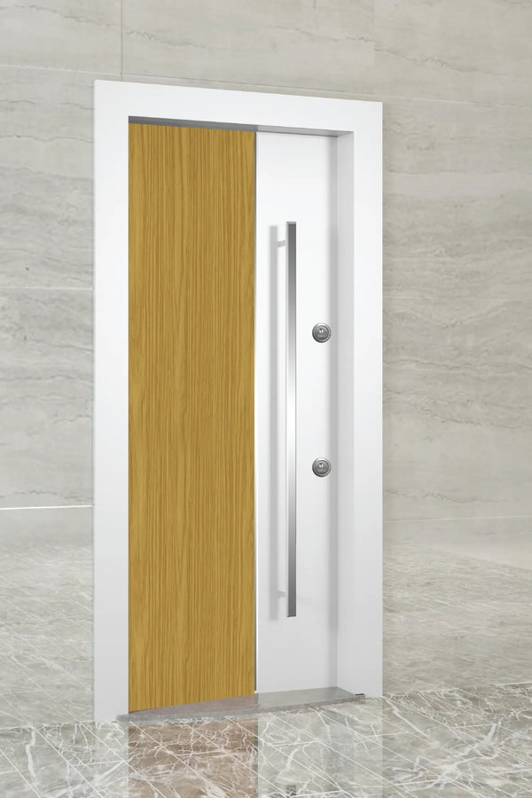 Prestij Series Steel Door Light Gold Oak / White PR 110