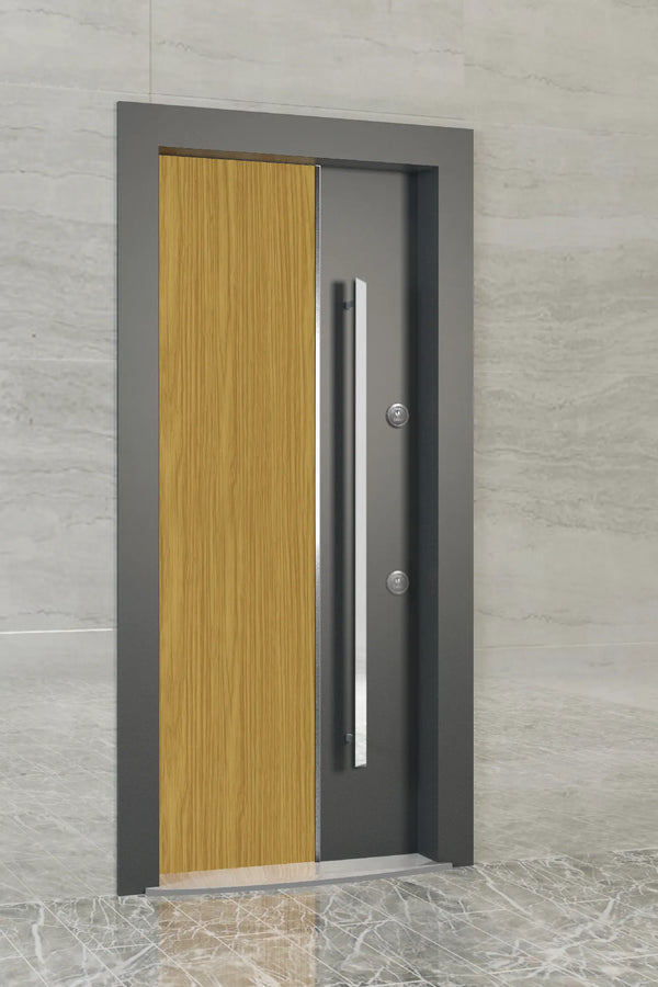 Prestij Series Steel Door Light Gold Oak / Graphite Grey PR 111