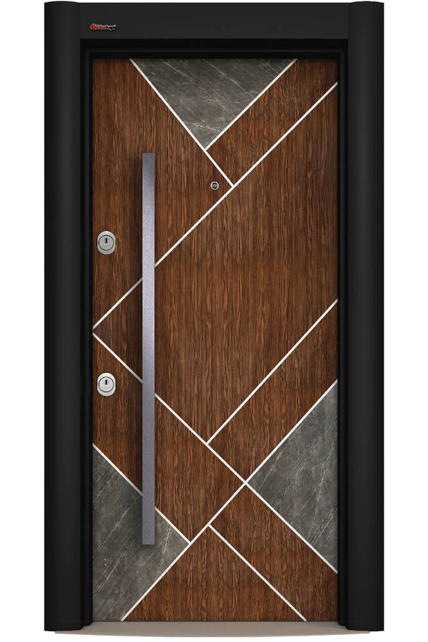 Prestij Series Steel Door DB94 Kiefer Line Wood / Natural Rock PR 121