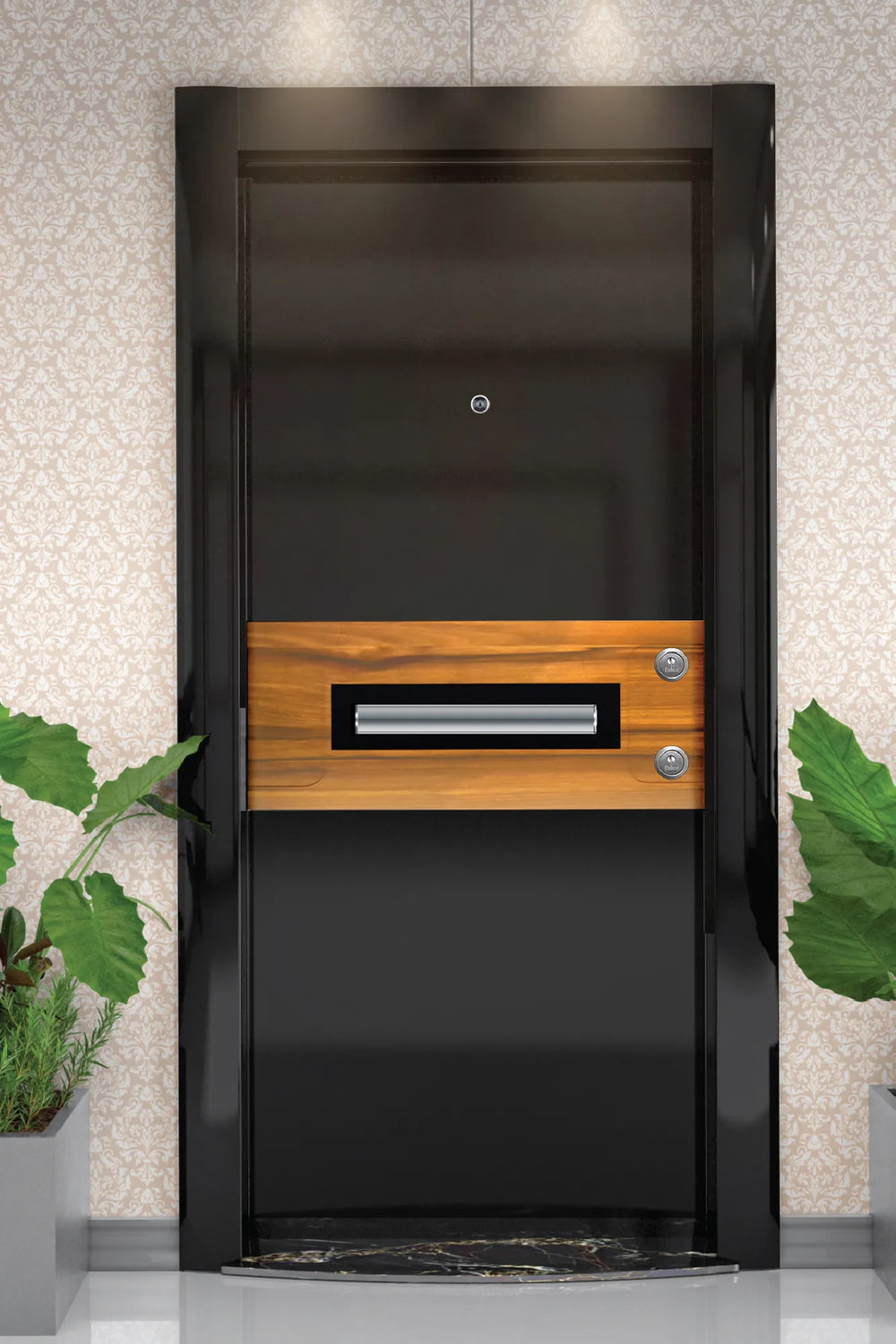 Quartz Series Steel Door Mostar Milano Walnut - HG Black QRZ 103