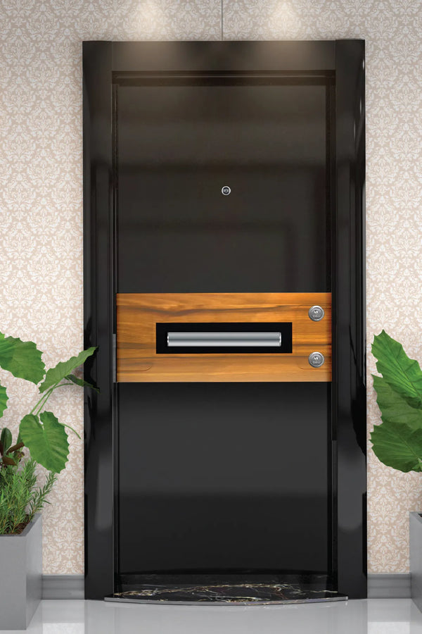 Quartz Series Steel Door Mostar Milano Walnut - HG Black QRZ 103