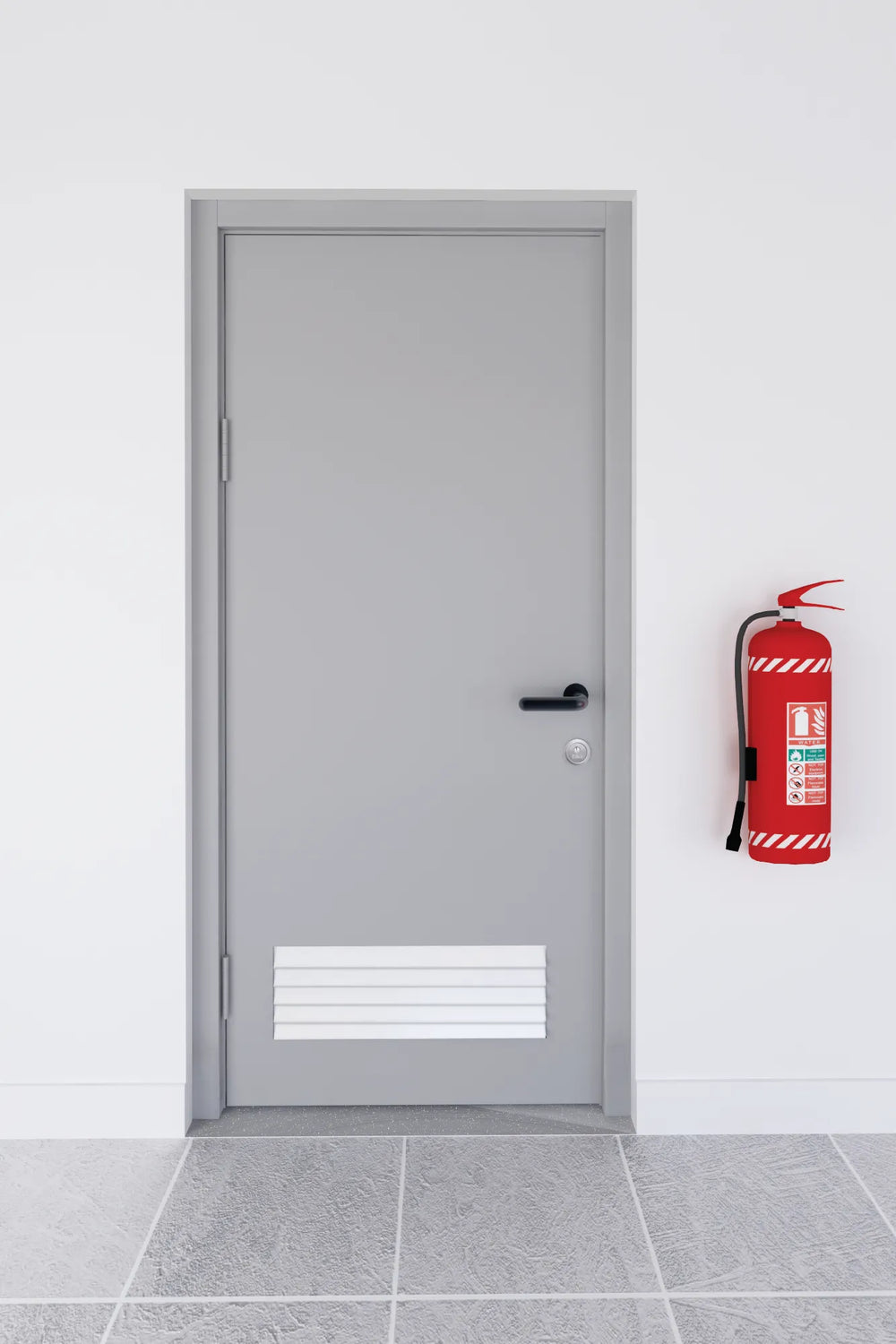 Technical Doors Series Steel Door Technical Room Door Single Vent Flat Cream TKN 109