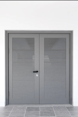 Technical Doors Series Steel Door Double Leaf Steel Door With Aluminium Louver Anthracite TKN 121