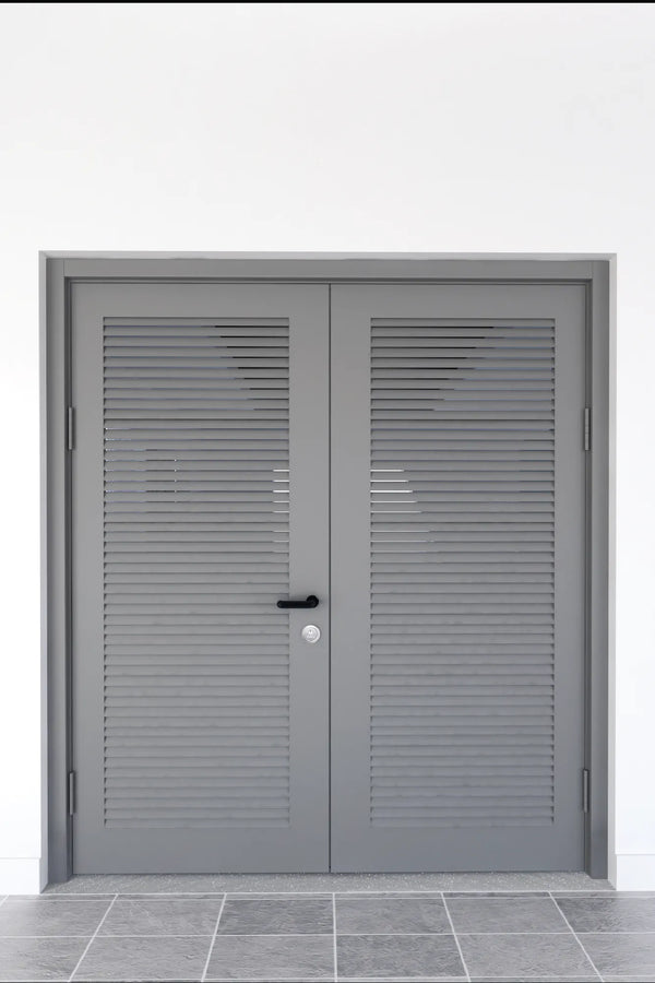 Technical Doors Series Steel Door Double Leaf Steel Door With Aluminium Louver Anthracite TKN 121