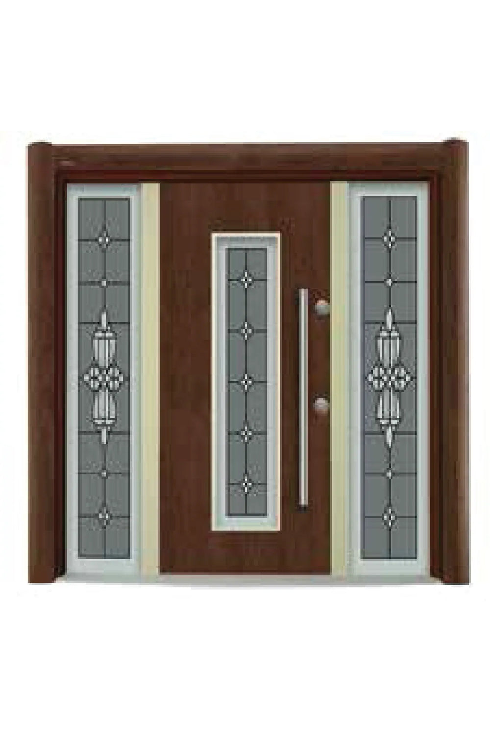 UV Villa Series Steel Door Flat UV Dark Oak Glass Frame UV DBL 104