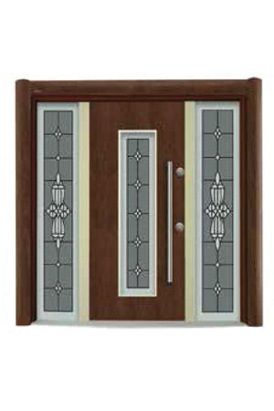 UV Villa Series Steel Door Flat UV Dark Oak Glass Frame UV DBL 104